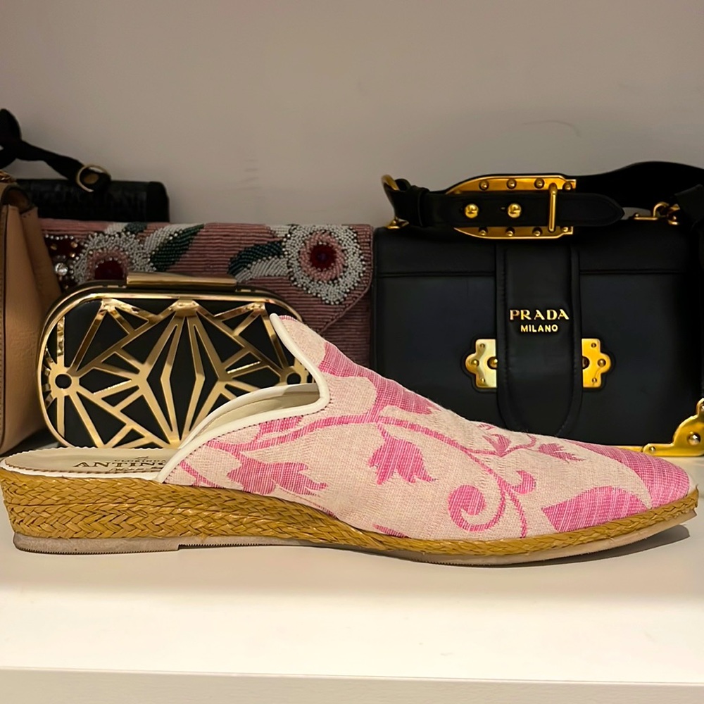 Pink Silk Espadrille Mule/Slide - Handmade - For Size 9.5-10 | Clorinda Antinori